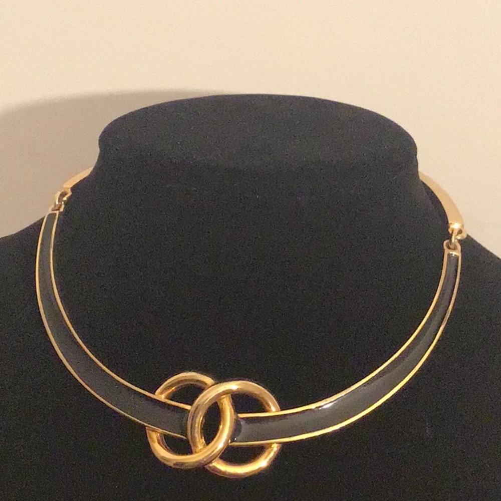 Gold tone and black choker